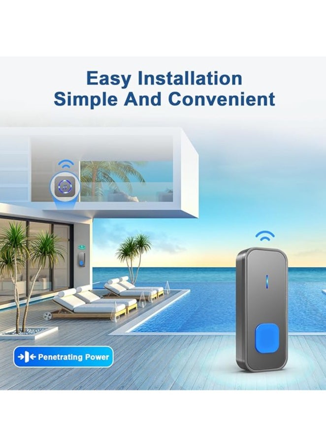 Arabest - Wireless Doorbell, Waterproof Door Bell Battery Operated at 1,300 ft with 2 Plug in Receivers Kit 2 transmitter Remote Buttons, 55 Chimes 5 Volume with LED, Loud Enough for Home Classroom - Image 1