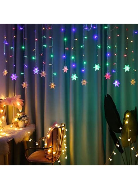 LED Curtain Lights 13ft/4M 96 LED Snowflake Curtain String Lights Plug-in Memory Window Curtain Lights with 8 Modes Decoration for Christmas Wedding Party Wall Home Decorations (Multicolor Battery Powered)