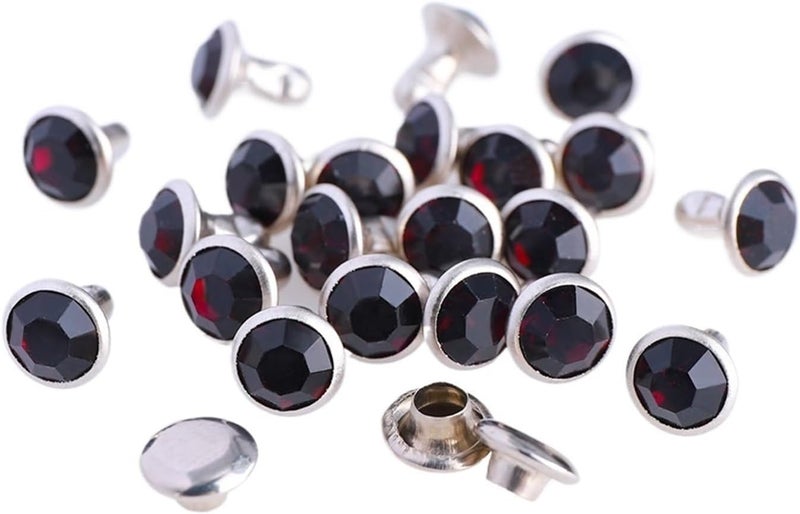 100 Sets Spikes for Crafts 6mm6/8mm Glass Rivets Rhinestone Glitter Crystal AB Silver Edge Stones Studs with Care Rhinestones for DIY Leather(Amethyst,6mm) - Image 1