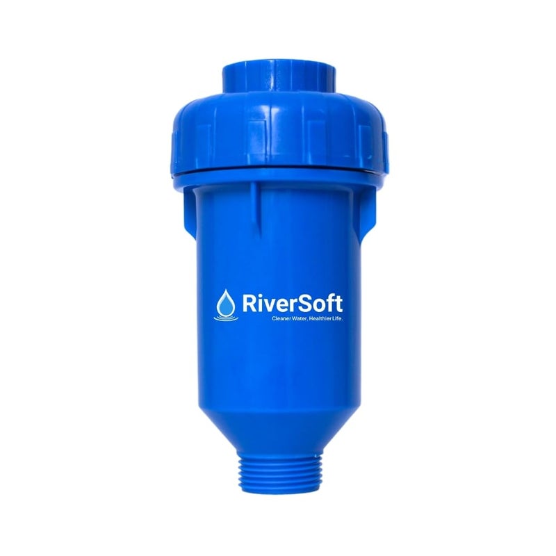 RiverSoft فلتر غسالة EcoBlu EBWF-04 للمياه العسرة | منعم مياه | يمنع تراكم الجير ويحمي الملابس | تركيب سهل (أزرق، عبوة من 1) - Image 1