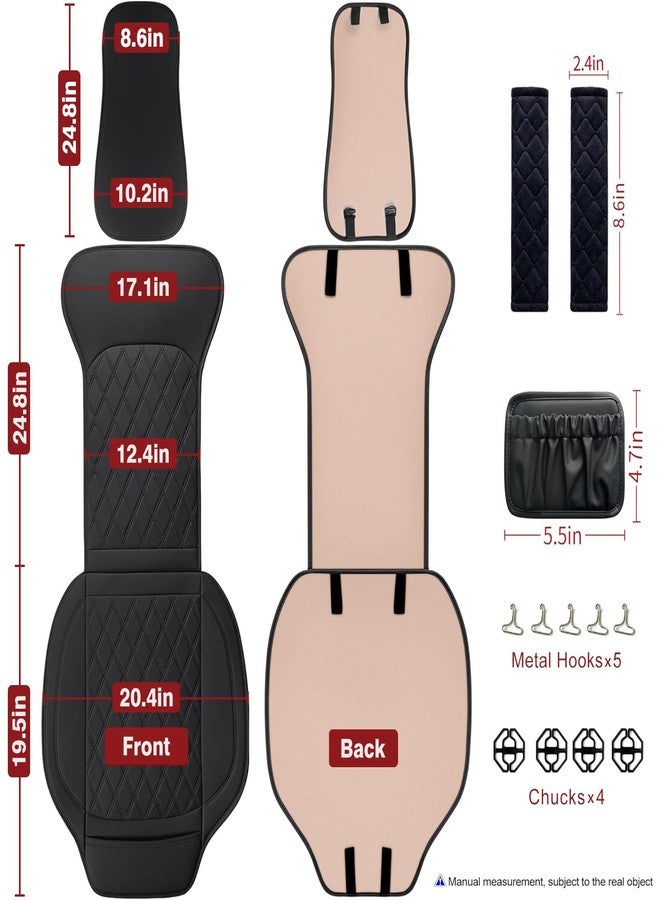Sanwom Front Car Seat Covers with Storage Pocket and Seat Belt Pads Black - Image 2
