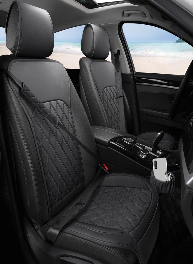 Sanwom Front Car Seat Covers with Storage Pocket and Seat Belt Pads Black - Image 1