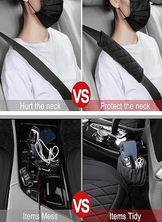 Sanwom Front Car Seat Covers with Storage Pocket and Seat Belt Pads Black - Image 5