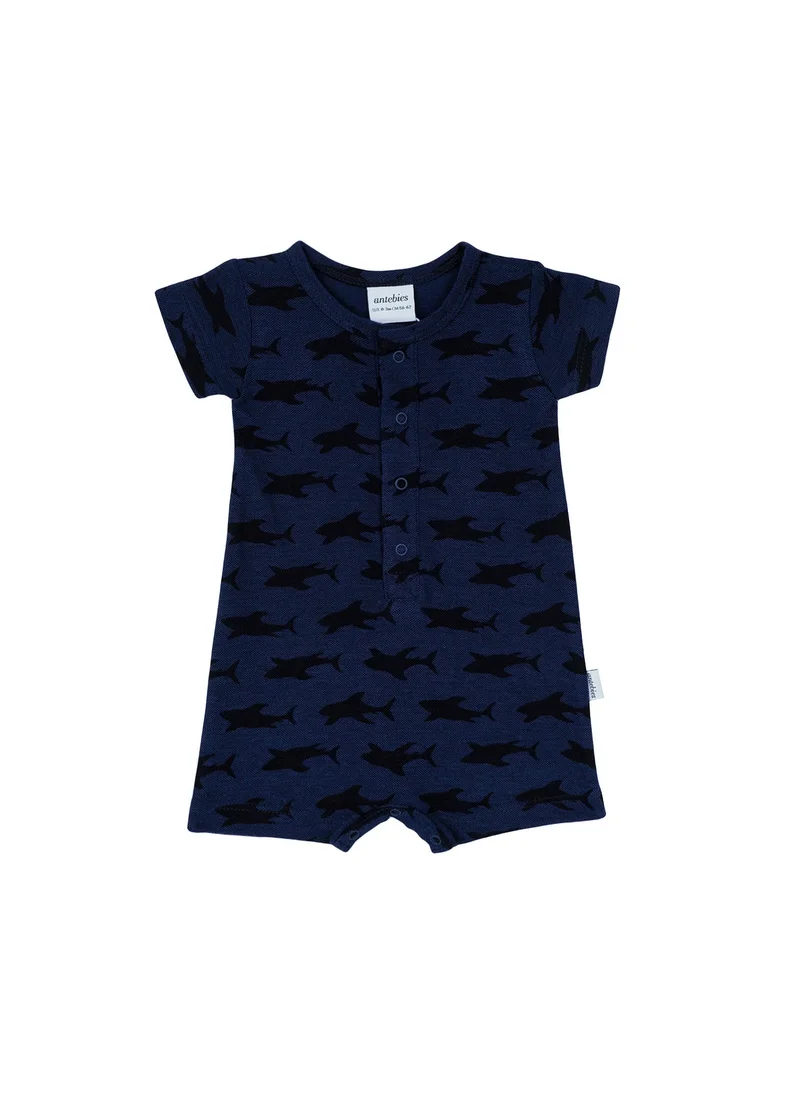 Antebies Shark Madness Print Romper