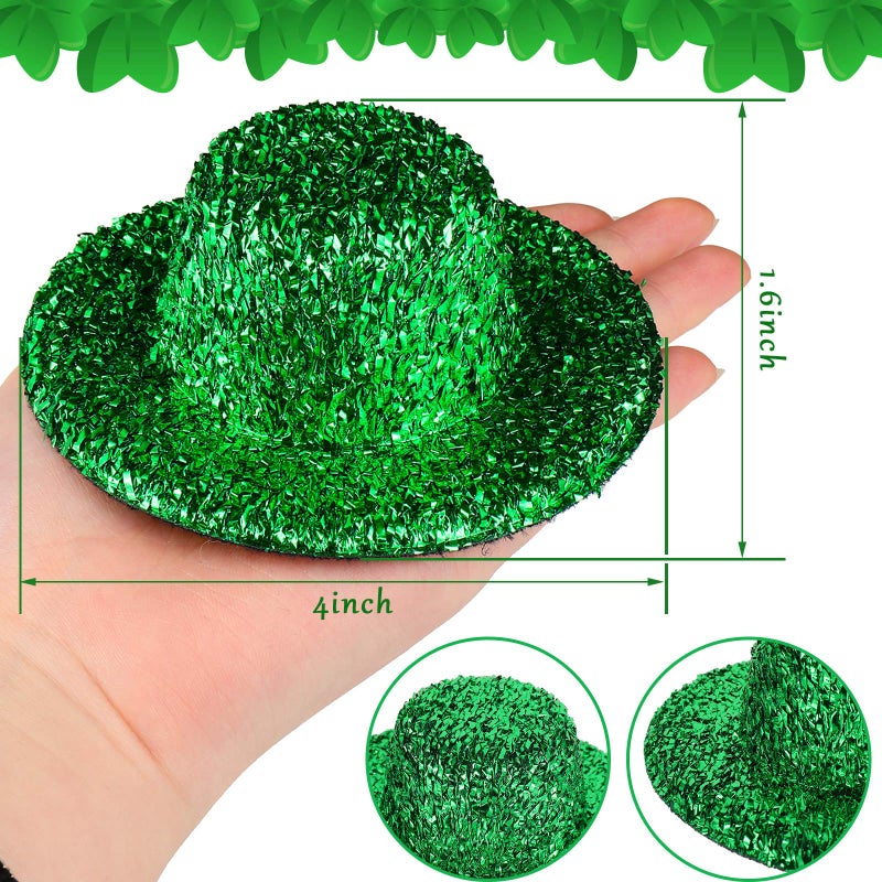 Chuangdi 10 Pieces St Patrick's Day Mini Party Hats Tiny Leprechaun Glittery Green Irish Small Hats for St. Patrick's Day Centerpiece Displays Table Decorations Stuffed Animals and Figurines(Common) - Image 2