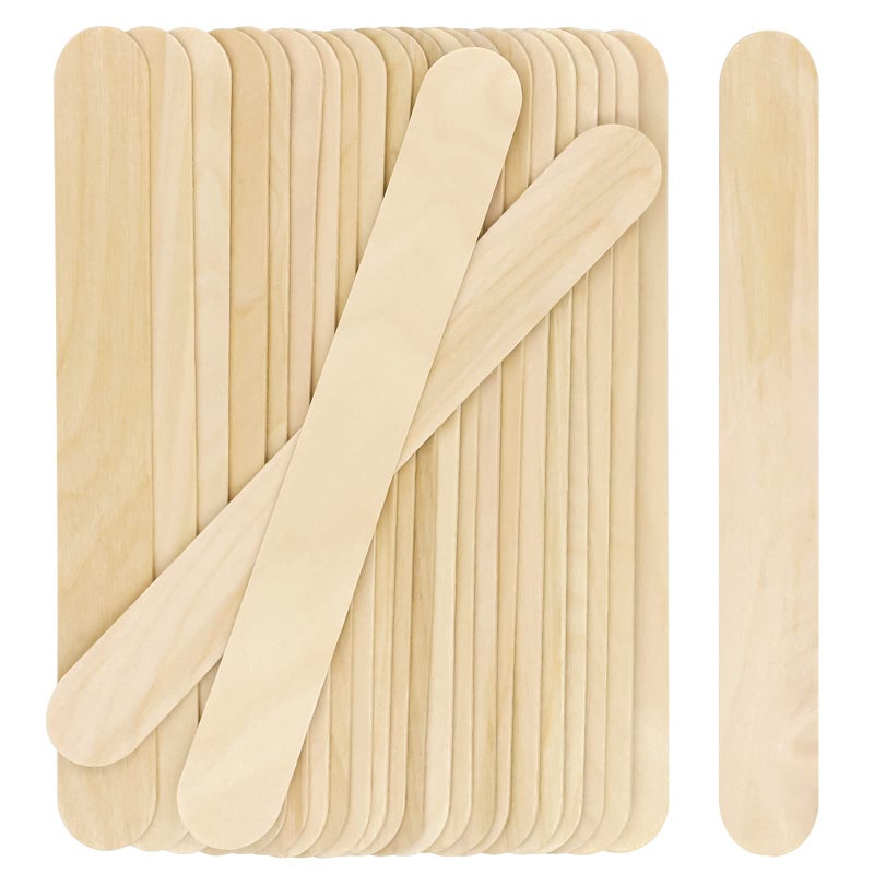 WISYOK 8 Jumbo Craft Sticks 60pcs Extra Large Natural Premium Wood Ice Cream Sticks Jumbo Sticks Large Tongue Depressors Plant Labels Hair Removal and Waxing Supplies Crafting