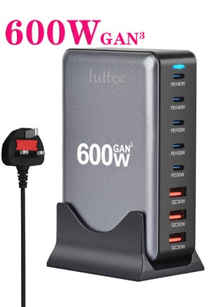 600W USB C Charger Charging Station,8 Port Type C Fast Hub Block,Wall Charger Power Strip Adapter Plug with 5 PD USB C (2 x 140W,2 x 100W,1 x 30W) 3 QC USB A (3 x 30W) Ports - GaN Technology - Certified Laptop Charger for Macbook Air,Sumsung S23,iPhone 16,iPad,Galaxy,Honor and More -1.5m Power Cord - pzsku/Z5E3BD1330ECD4794E55FZ/45/1746220621/2bb74a79-68c0-42e8-a249-ee761be5d2c6