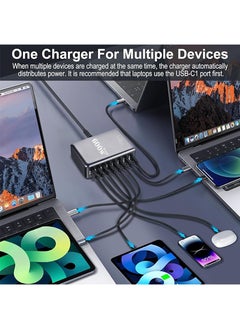 Luttec 600W USB C Charger Charging Station,8 Port Type C Fast Hub Block,Wall Charger Power Strip Adapter Plug with 5 PD USB C (2 x 140W,2 x 100W,1 x 30W) 3 QC USB A (3 x 30W) Ports - GaN Technology - Certified Laptop Charger for Macbook Air,Sumsung S23,iPhone 16,iPad,Galaxy,Honor and More -1.5m Power Cord  - Image 2