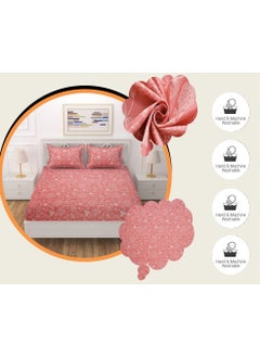 VAS COLLECTIONS VAS COLLECTIONS New Reguler Collection 220TC Cotton Printed 1 Double BedSheet with 2 Matching Free King Size Pillow Covers230x240 cm or 7x75 ft Pink  - Image 5