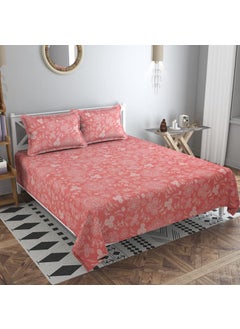 VAS COLLECTIONS VAS COLLECTIONS New Reguler Collection 220TC Cotton Printed 1 Double BedSheet with 2 Matching Free King Size Pillow Covers230x240 cm or 7x75 ft Pink  - Image 1