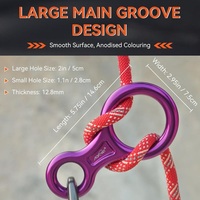 AOKWIT Rescue Figure 8 Descender Climbing Gear Downhill Equipment 35KN/3500kg 7075 Aluminum Alloy Rigging Plate for Climbing Belaying and Rappeling Device - Image 5