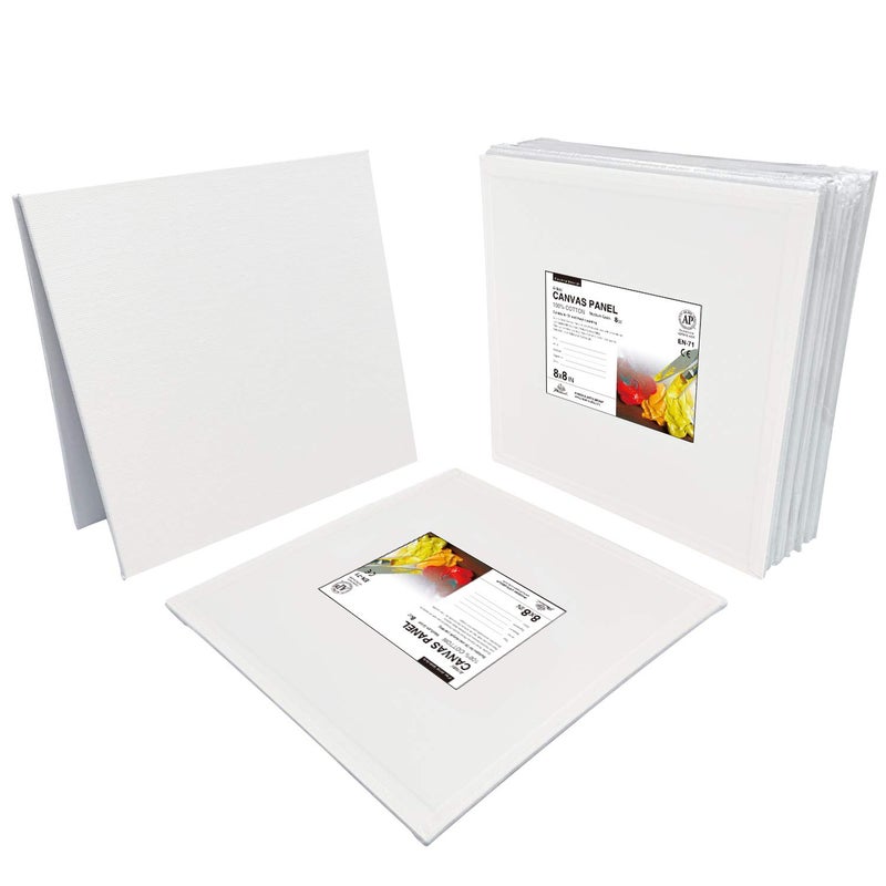 PHOENIX Painting Canvas Panels 8x8 Inch, 12 Value Pack - 8 Oz Triple Primed 100% Cotton Acid Free Square Canvas Boards for Painting, White Blank Flat Canvas Boards for Acrylic, Oil Paints - Image 5