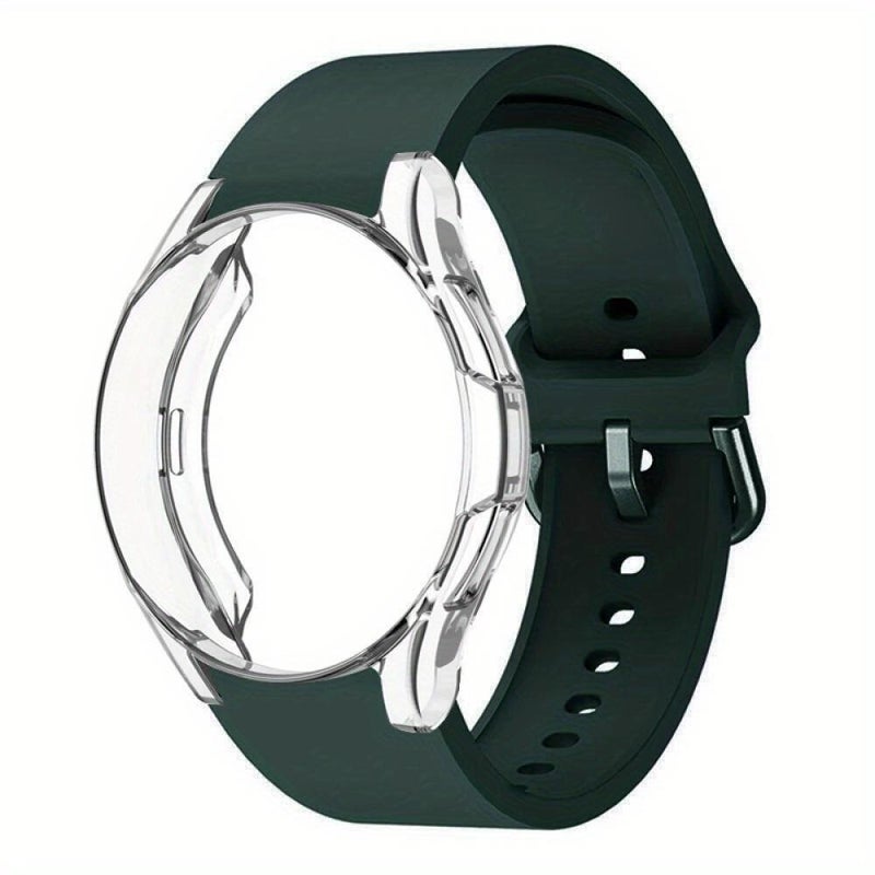 erorex For Samsung Galaxy Watch 7 40Mm Silicone Watch Band With Pc Case(Dark Green) - Image 1