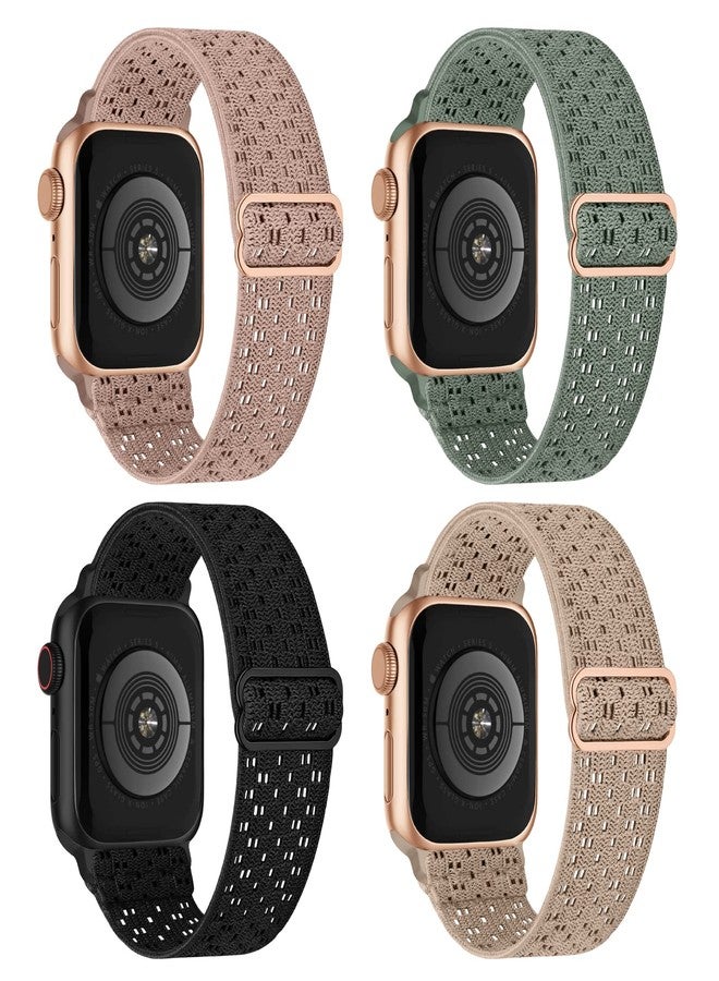 CCnutri 4 Pack Stretchy Nylon Solo Loop Bands Compatible with Apple Watch Band 38mm 40mm 41mm 42mm 44mm 45mm 46mm 49mm, Sport Elastic Wristband Women Men Strap for iWatch Series 11 10 9 8 7 6 5 4 3 SE Ultra - Image 1