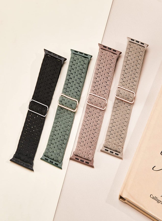 CCnutri 4 Pack Stretchy Nylon Solo Loop Bands Compatible with Apple Watch Band 38mm 40mm 41mm 42mm 44mm 45mm 46mm 49mm, Sport Elastic Wristband Women Men Strap for iWatch Series 11 10 9 8 7 6 5 4 3 SE Ultra - Image 4