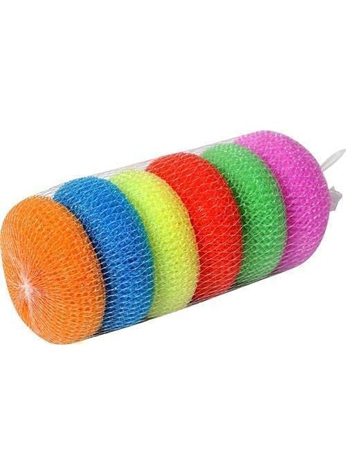 KD ZONE KDZONE Round Plastic Scrubber Large Multicolour Set of 6  - Image 4