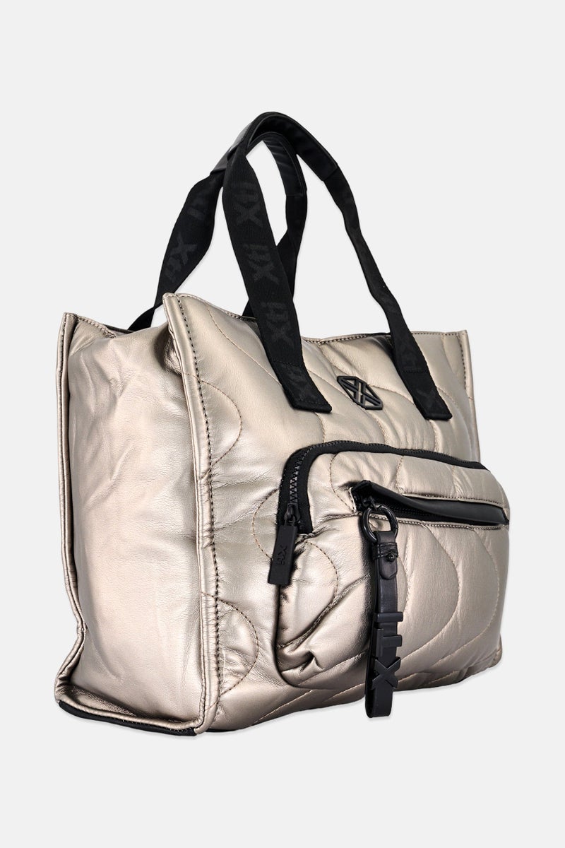 Xti Women Brand Logo Tote Bag, Gunmetal - Image 3