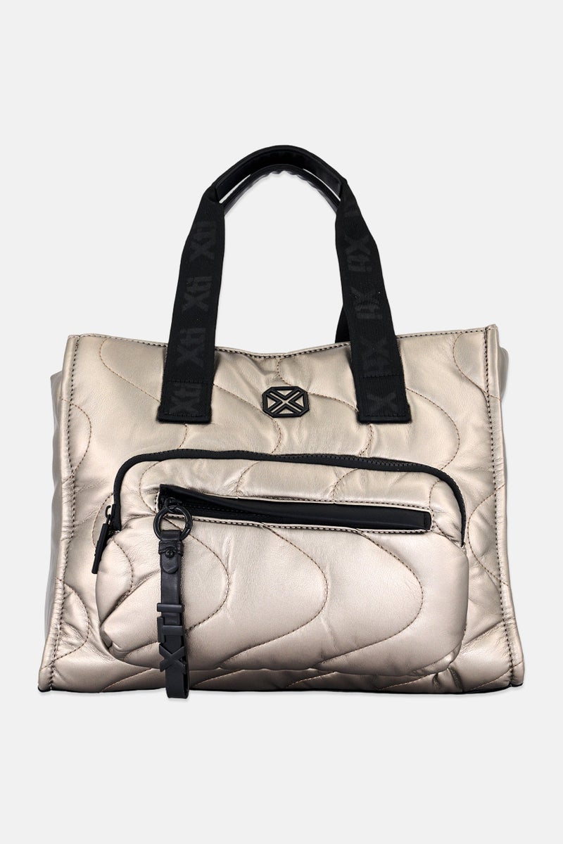 Xti Women Brand Logo Tote Bag, Gunmetal - Image 1