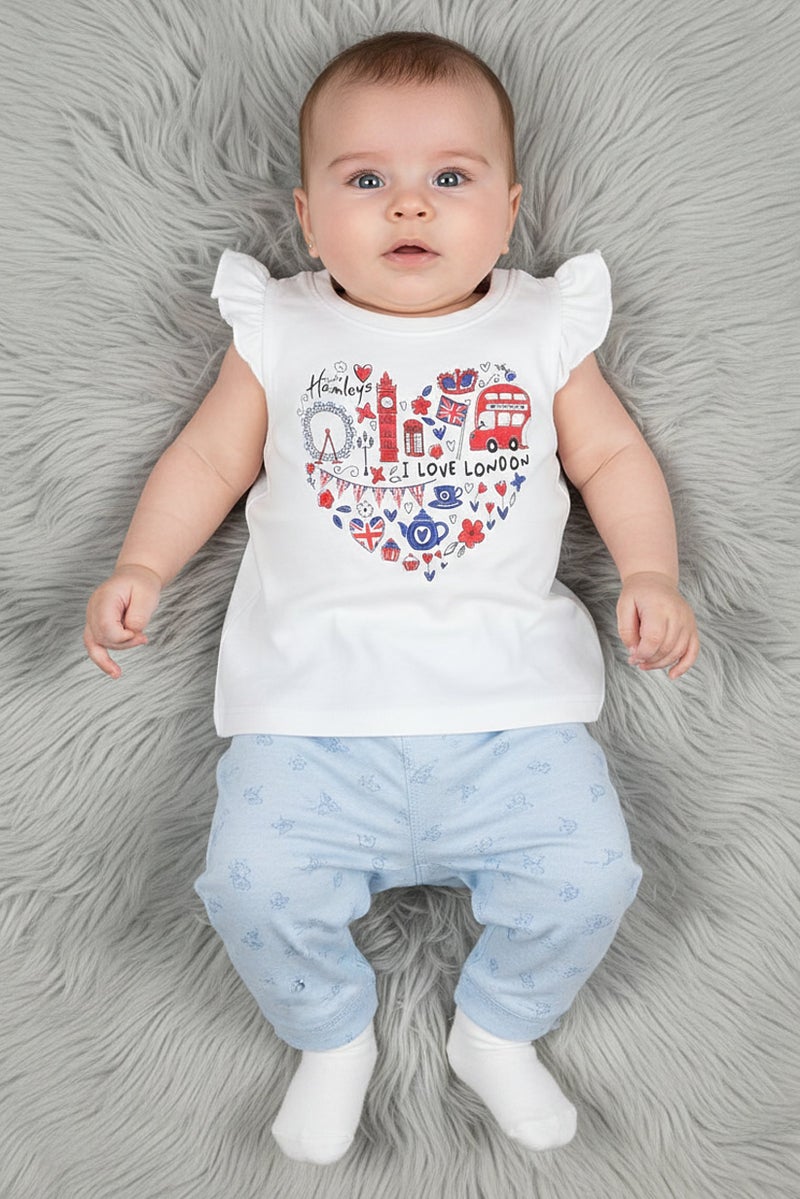 Hamleys Toddlers Girl Crew Neck Graphic Print Top, White - Image 1