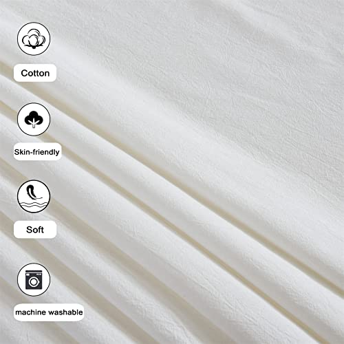 YoKii Mermaid Ruffle 72x72 100% Cotton Ivory White French Country Shabby Chic Shower Curtains Boho Farmhouse Country Cottage Aesthetic Bathroom Decors - Image 5