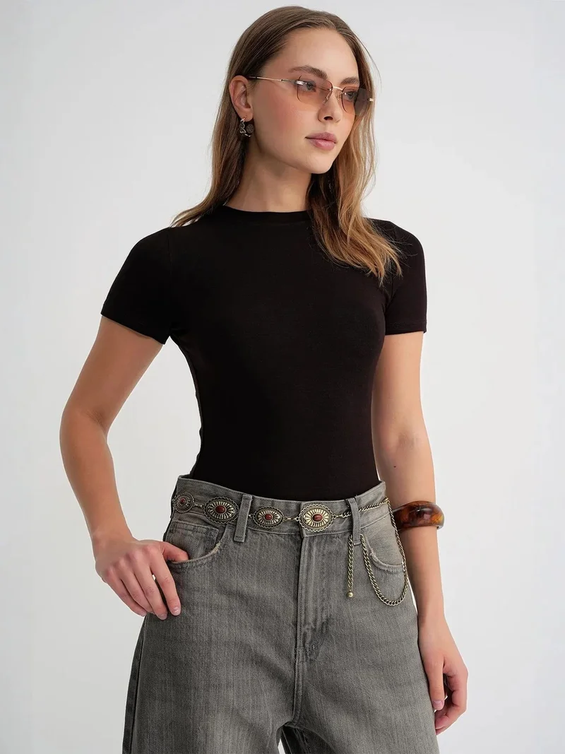 ميكسراي تيشيرت قطن بقصة ضيقة وياقة دائرية من ميكسراي