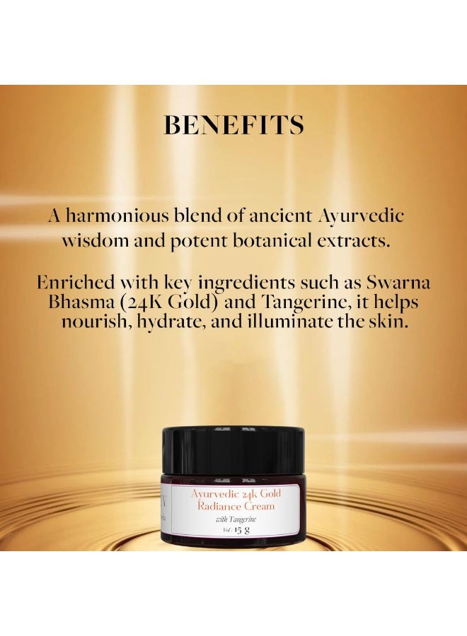 Sadhev Ayurvedic 24K Gold Radiance Cream With Goodness Of Swarna Bhasma And Tangerine for Deeply Nourishes, Hydrates And Dark Spots 15 gm - Image 4