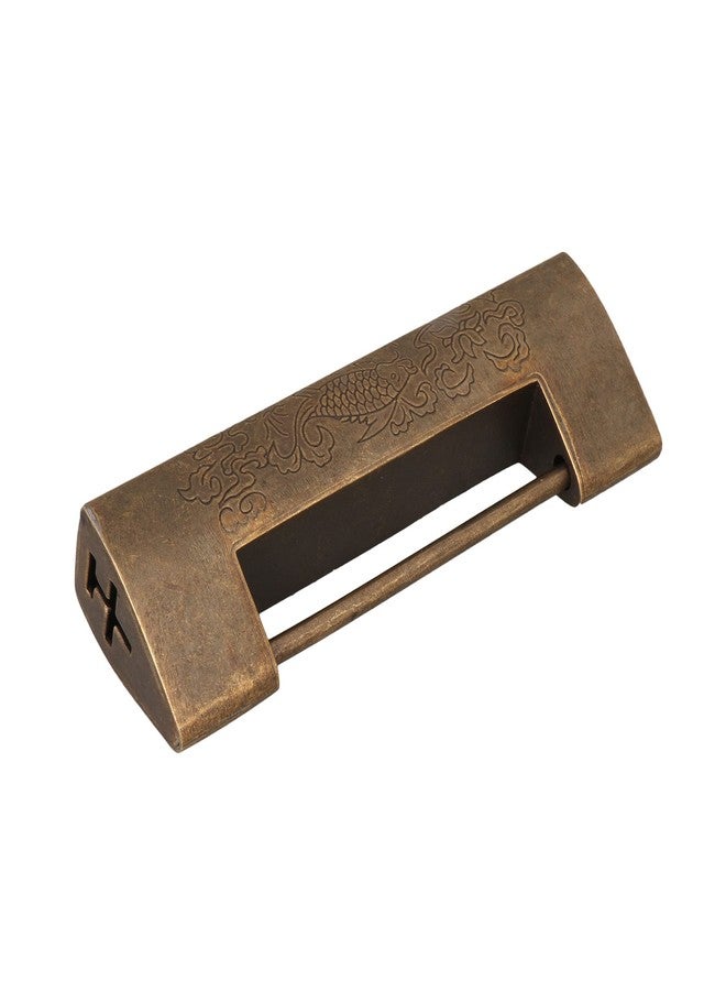 BQLZR Spacing 6cm Chinese Old Style Brass Carved Fish Horizontal Padlock Lock Chinese Antique Lock and Key - Image 3