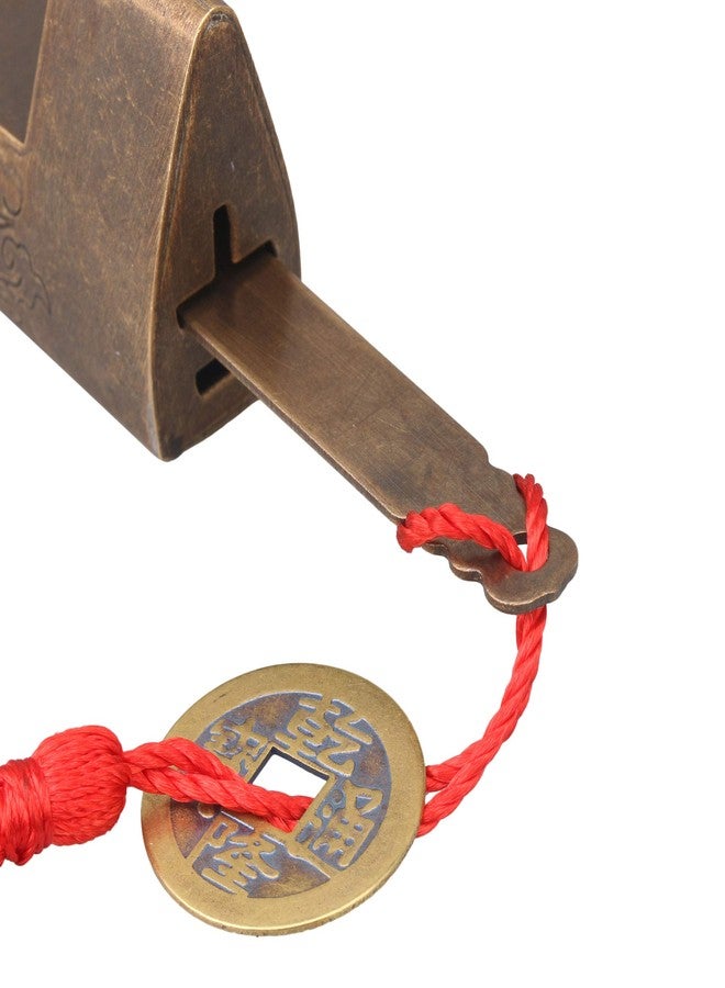 BQLZR Spacing 6cm Chinese Old Style Brass Carved Fish Horizontal Padlock Lock Chinese Antique Lock and Key - Image 4