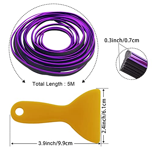 OSIFIT Car Interior Trim Strips,Universal 9.8 ft Car Electroplating Decoration Styling Door Dashboard, Flexible Interior Trim Accessories with Installing Tool(Purple) - Image 2