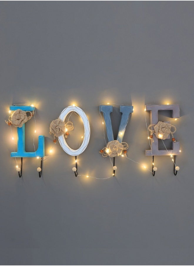 ZCM-HAPPY Wall Mounted Heavy Coat Hooks for Towel, Key and Decoration - Love Letter Theme With LED Lights  - Image 1