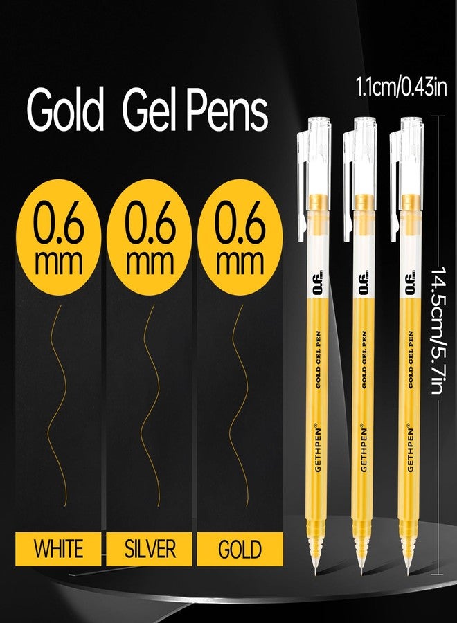 GETHPEN 3Pack,0.6mm Extra Fine Point, Gold Gel Pens for Artists, Gold Gel Pen, Gold Ink Pen, Gold Pens for Black Paper, Gold Drawing Pens,Gold Pen for Artists Drawing - Image 2