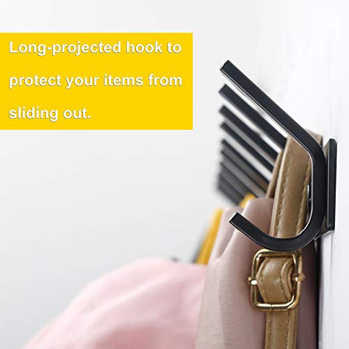 WEBI Coat Rack Wall Mounted,8 Hooks for Hanging Coats,Hook Rack Hook Rail Coat Hanger Wall Mount for Backpack,Clothes,Jacket,Black,2 Packs - Image 5