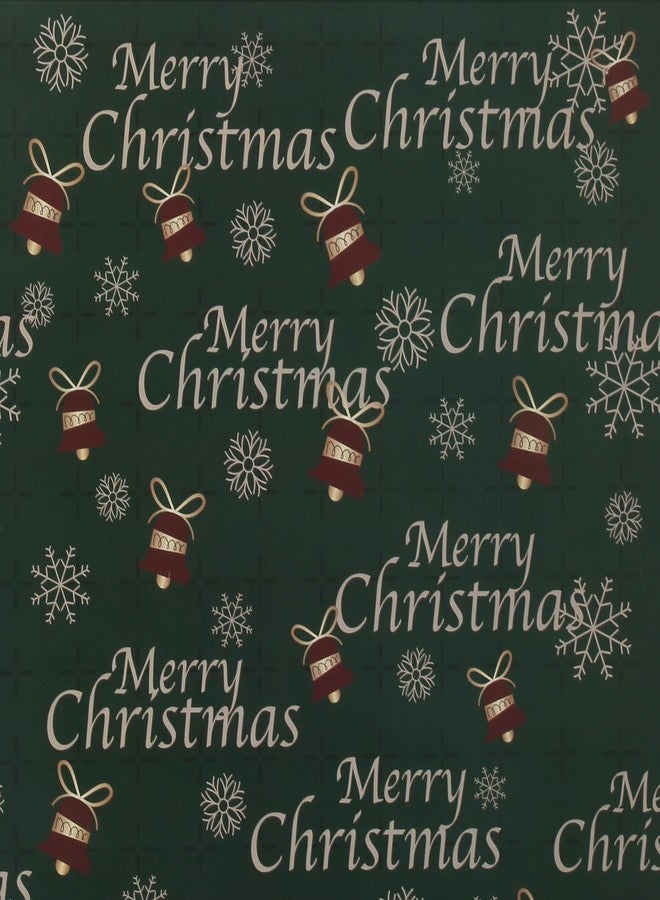 Aimyoo Green Christmas Wrapping Paper Jumbo Roll, Vintage Xmas Gift Wrap Paper 17 in x 32 ft, Merry Christmas Letters Snowflakes Bells Design - Image 2