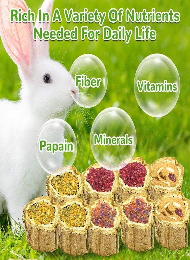 Tyotrbs 12Pcs Rabbit Chew Toys for Bunny,4 Varieties Natural Papaya Wood Chew Treats with Organic Alfalfa Hay, Dried Carrot, Apple and Sweet Potato for Rabbits Guinea Pigs Hamsters Chinchillas Gerbils - Image 4
