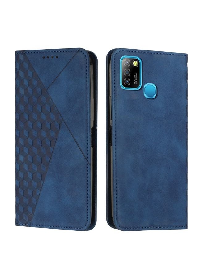 HuHa - Case Cover For For Infinix Hot 10 Lite / Smart 5 2020 Diamond Splicing Skin Feel Magnetic Leather Phone Case(Blue) - Image 1