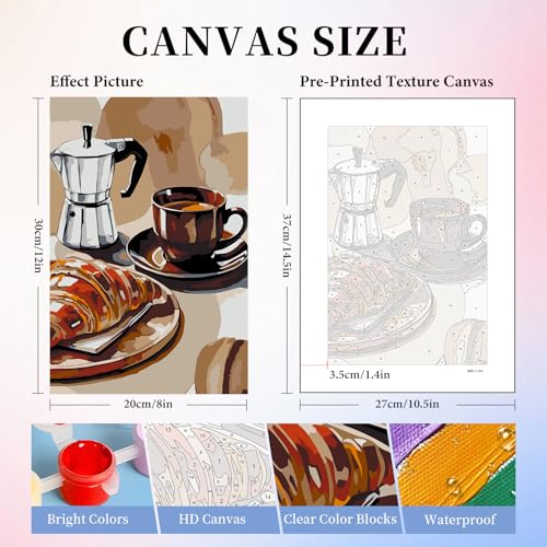 Camocin 6 Pack Paint by Numbers Kit for Adults, Coffee Adult Paint by Number Kits Without Frame for Beginner, Coffee Acrylic Oil Painting by Numbers Kits for Gift Home Wall Decor 8 x 12 Inch - Image 3