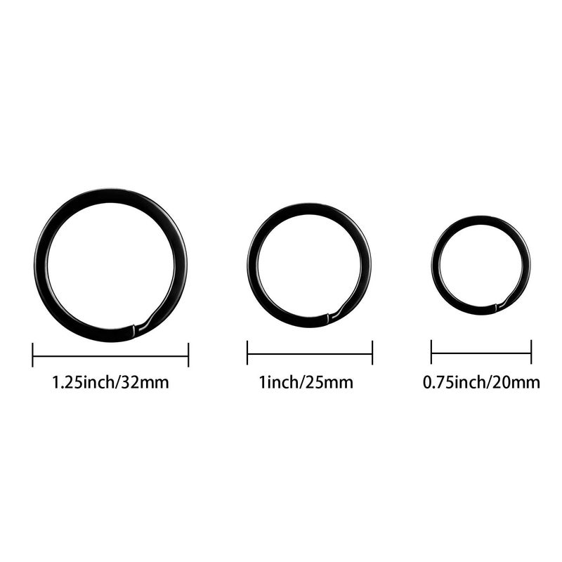 Outus Round Flat Key Rings Chain Small Metal Split Ring for Home Car Keys Organization, 30 Pieces(Black,3/4 Inch, 1 Inch and 1.25 Inch)  - Image 2