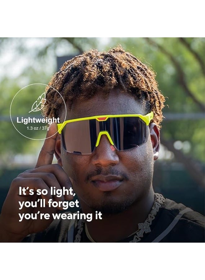 CHAMELO Domo Shield Smart Sports Sunglasses – Geraldo Perdomo Signature Edition – Adjustable Tint Baseball Eyewear with Sweatproof Frame, Tint Slider & 100% UV Protection – Neon Frame, Smoke Lenses - Image 3