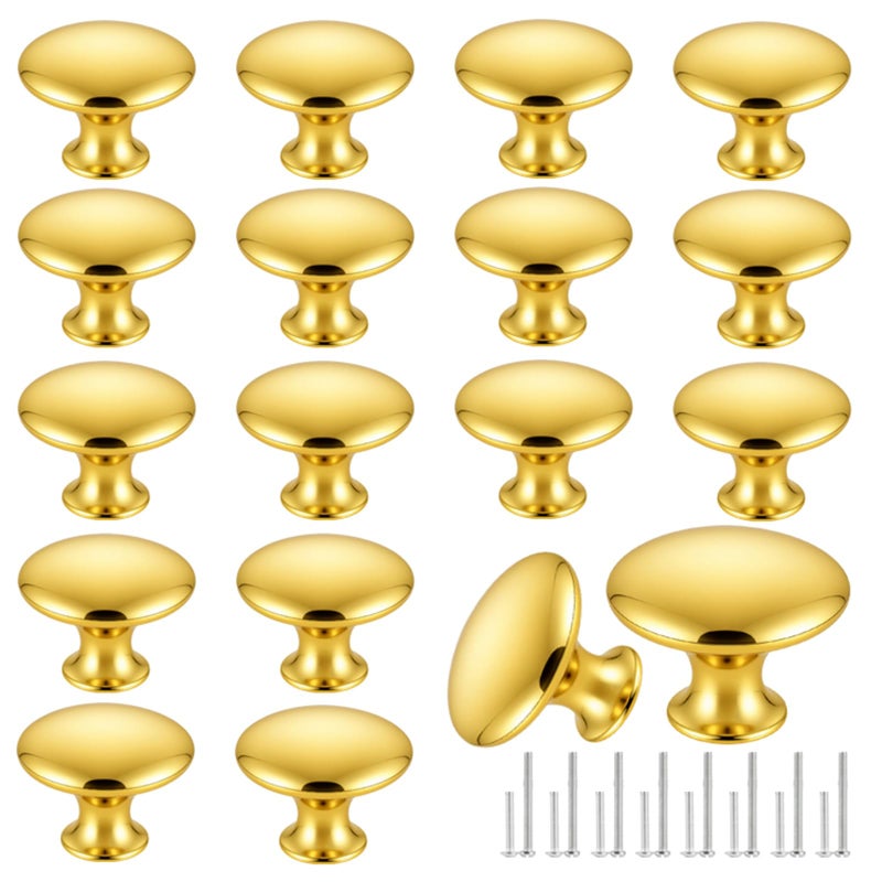 Romeda 18 Piece Drawer Knobs, Gold Cabinet Knobs with Screw, 30mm Drawer Pulls for Dresser, Kitchen, and Cabinet Drawers - Image 1