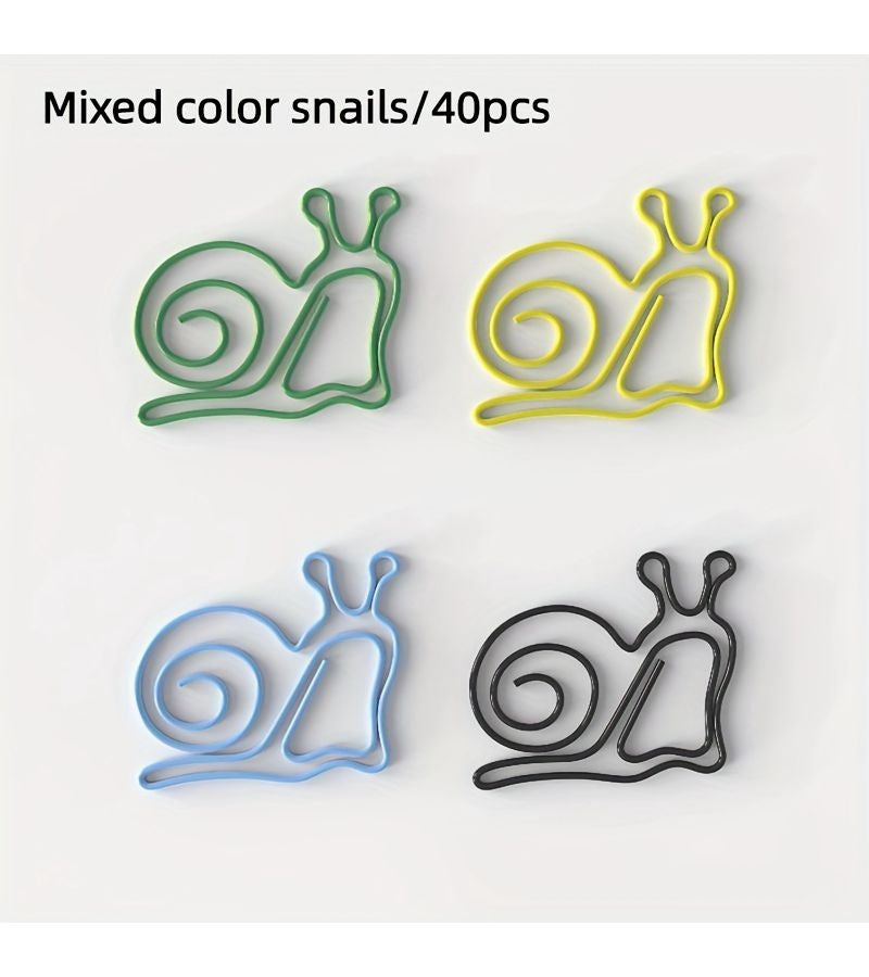 40pcs Creative Cute Snail Shaped Paper Clips For Office Classification - Image 1