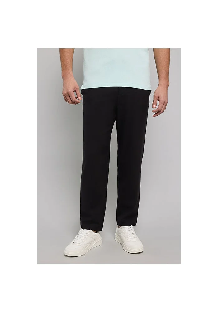 أر أند بي Solid Regular Fit Pants with Drawstring waist