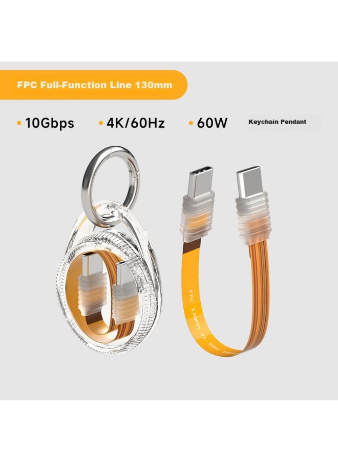 Hagibis Habest Type-C Cable Usb 3.2 Full-Featured Line Fcp Keychain Data Cable Charging Short Line Male To Male Thunderbolt 4 Dual-Head Fast Charging Power Bank Mobile Hard Drive High-Speed Transmission - Image 2