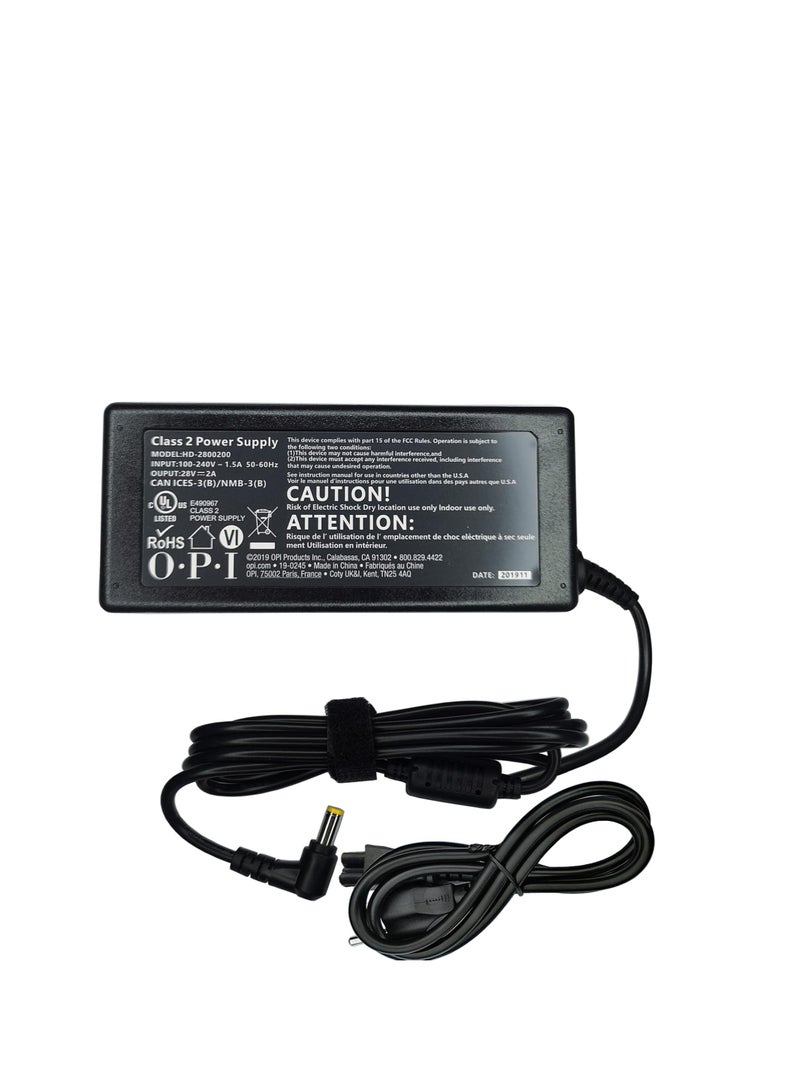Terabyte 28V AC/DC Adapter Compatible with OPI PMW280200 HD-2800200 O.P.I LED Nail Lamp Light GL900 GL901 GL902 GL901-US GL901-AU GL901-UK GL901-EU GL902-US GL902-AU GL902-UK 28VDC 2A Power Supply - Image 1