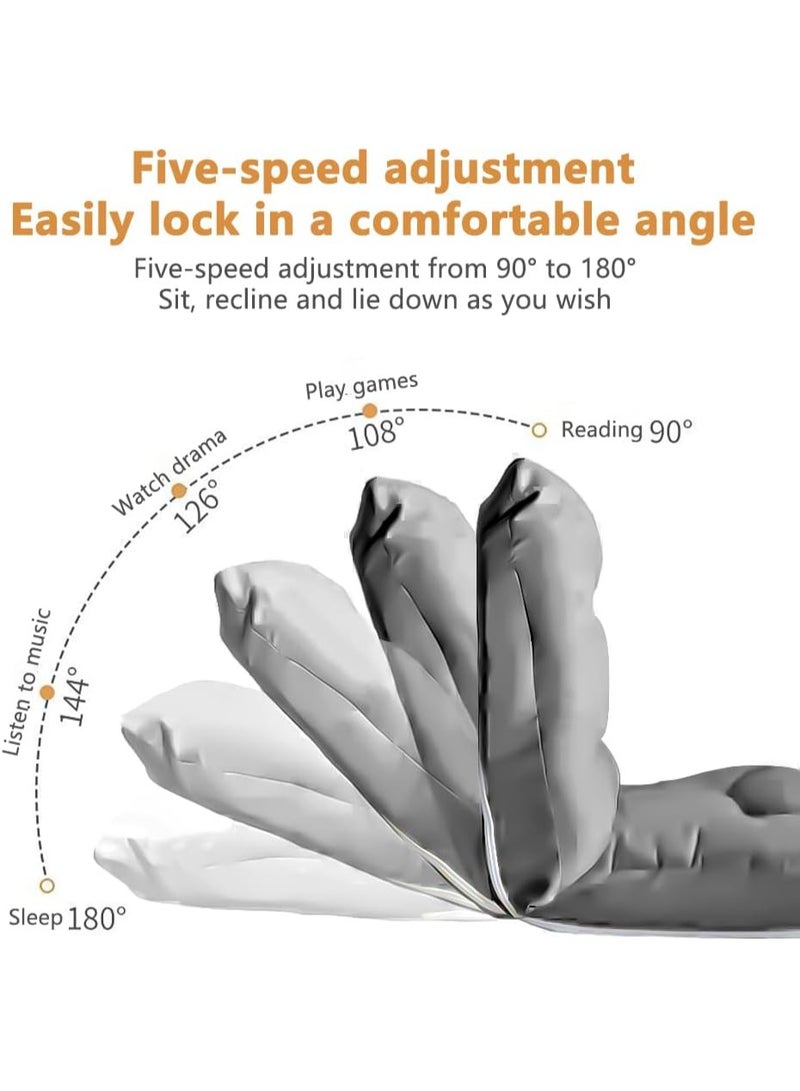 WALALLA 2 Pack Adjustable Fireside Chair, Foldable Lazy Floor Sofa, Armless Accent Bean Bag Couch, Lounger Memory Foam Chair, Corner Chair, Tatami Sofa with Throw Pillow, 5-Position Adjustable Backrest - Image 2