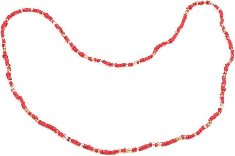 cheekyglo 2 Pieces Beads Belly Chain Beach Elastic Waist Chains Bikini Jewelry Chains Body Accessories for Women,Red - Image 4