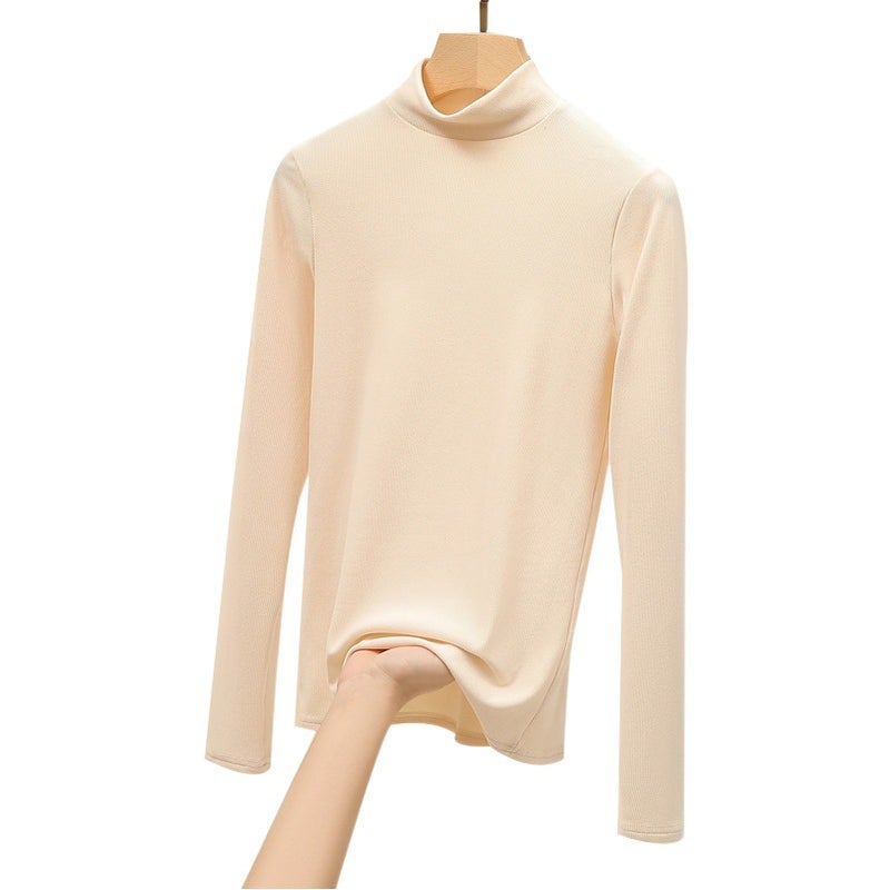 H329 Knitted Semi-high Collar Base Shirt Women''s New Autumn and Winter Black and White Autumn Clothes Western Style Middle Collar Pullover Long Sleeve - Image 2