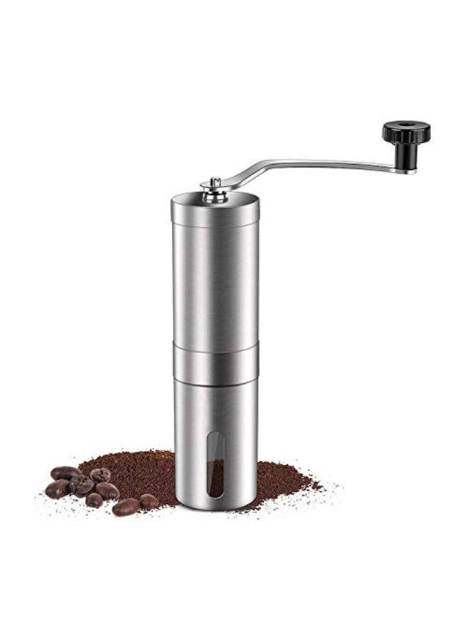 eWINNER Manual Coffee Grinder Conical Burr Mill Brushed Stainless Steel, Silver  - Image 1