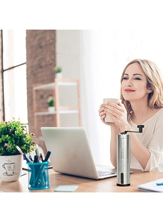 eWINNER Manual Coffee Grinder Conical Burr Mill Brushed Stainless Steel, Silver  - Image 5