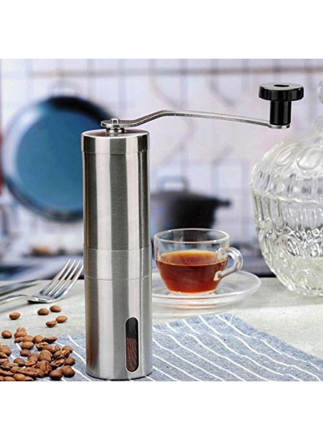 eWINNER Manual Coffee Grinder Conical Burr Mill Brushed Stainless Steel, Silver  - Image 4