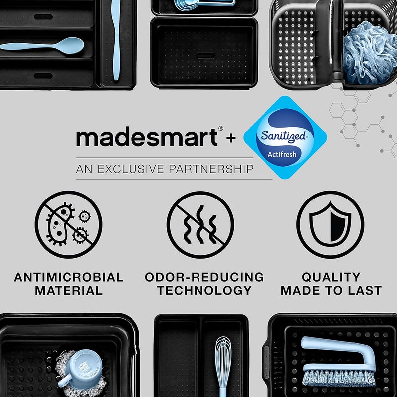 Madesmart Large Soft Grip Tote, Under Sink Bathroom Storage, Multi-Purpose Home Organization, EPA Certified, Antimicrobial White - Image 5